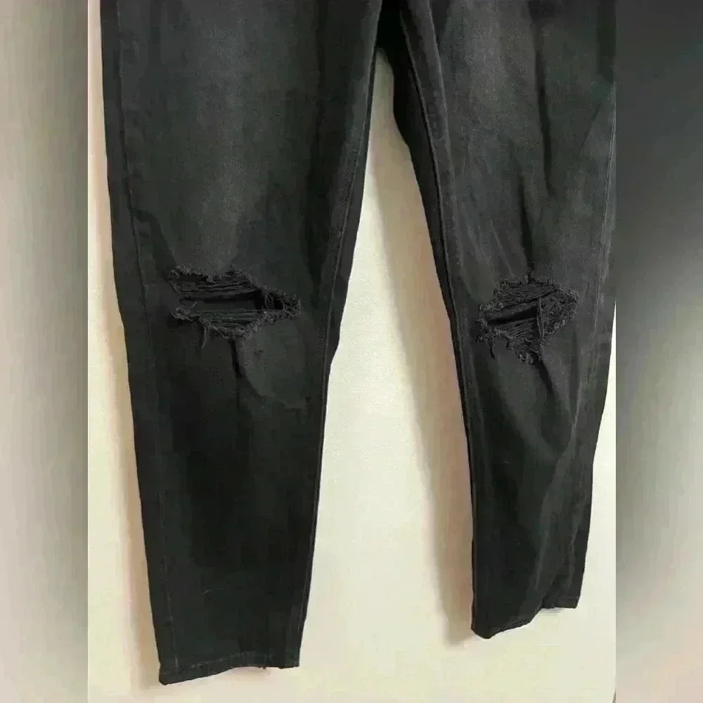 American Eagle‎ - Mom Jeans Black Comfort Stretch Distressed - Size 2 Short
